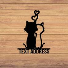 Custom CAT House Number, Cat Street Number, Kitty Street Number Sign, Metal House Number, Custom Number Sign, Address Plaque, Custom Moon Cat Metal Wall Art Gifts Birthday Graduation - Black - View 4