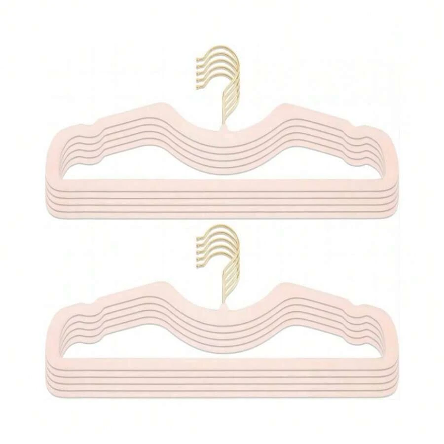 50/10/5/1件套新款短颈衣架防滑植绒衬衫衣架短颈简约节省空间衣架裙子裤子鞋子牛仔裤靴子裙子 - 彩色 - 查看 1