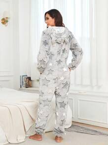 1 pièce Ensemble de pyjama simple à motif de étoile de dessin animé pour femme - convient pour une utilisation à la maison, toutes saisons