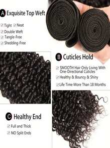 10A Brazilian Curly Hair Weave 3 Bundles Virgin Kinky Curly Human Hair Unprocessed Hair Weft Extensions Natural Black Color - SNatural - View 10