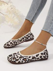 New Soft Sole Flat Loafers Slip-On Casual Leopard Print Moccasins, European And American Fashion, Comfortable & Versatile - Brown - View 4