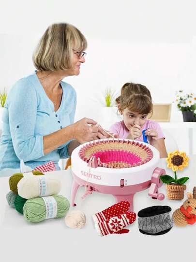 Handmade Knitting Machine Needles Kit (24/32/40/48 Needles), Crochet Machine, Smart Knitting Board Reversible Double-Sided Knitting Machine, Weaving Machine Set, DIY Knitting Machine Kit, For Hats, Scarves, Gloves, Socks, Sweaters, Dolls Gifts, Can Be Used As Christmas & New Year Gifts