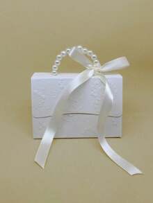 10 件/包带手柄的珍珠装饰礼品盒，用于派对礼品和礼物的礼品盒，包括丝带 - 水鴨藍 - 查看 5