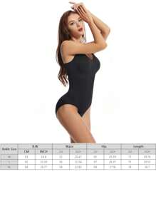 1 件女式塑身连身衣，带裆部拉链，收腹无缝连身衣， - 黑色 - 查看 11