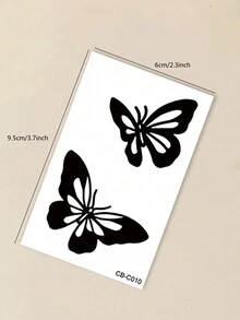 1pc Herbal Juice Minimalist Silhouette Butterfly Temporary Tattoo, 7-14 Days Waterproof, Smudge-Proof, For Finger, Wrist, Shoulder, Neck, Collarbone, Body - Blue - View 10