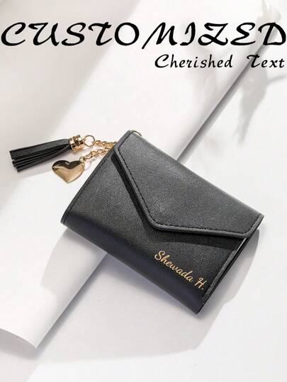 1 bolsa curta dobrável feminina personalizável, carteira faça você mesmo com vários compartimentos para cartões e porta-moedas, Tendencia Local