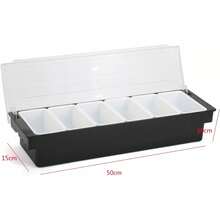 CNCEST 3/5/6 Ingredient Containers Stainless Steel, Compartments Bar Ingredient Container, Spice Dispenser Garnish Plastic Fruit Caddy Tray Home Veggie Box With Lid For Restaurant Buffet And Bar - 黑與白 - 查看 4