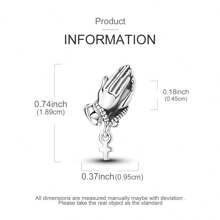 Charms à perles en forme de mains en prière s'adaptant aux bracelets. Pendentif en croix bénie en argent sterling 925 pour la création de bijoux. Cadeau fin pour les femmes et la famille pour un anniversaire