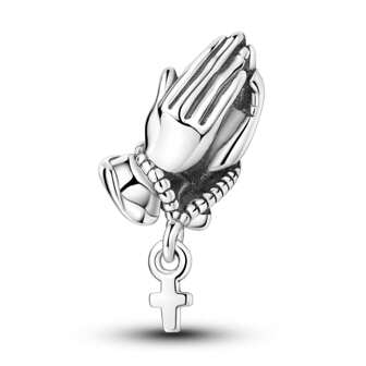 Prayer Hand Charm Beads Fit Bracelet 925 Sterling Silver DIY Hanging Cross Blessing Pendant Charms Fine Jewelry Women Family Birthday Gift