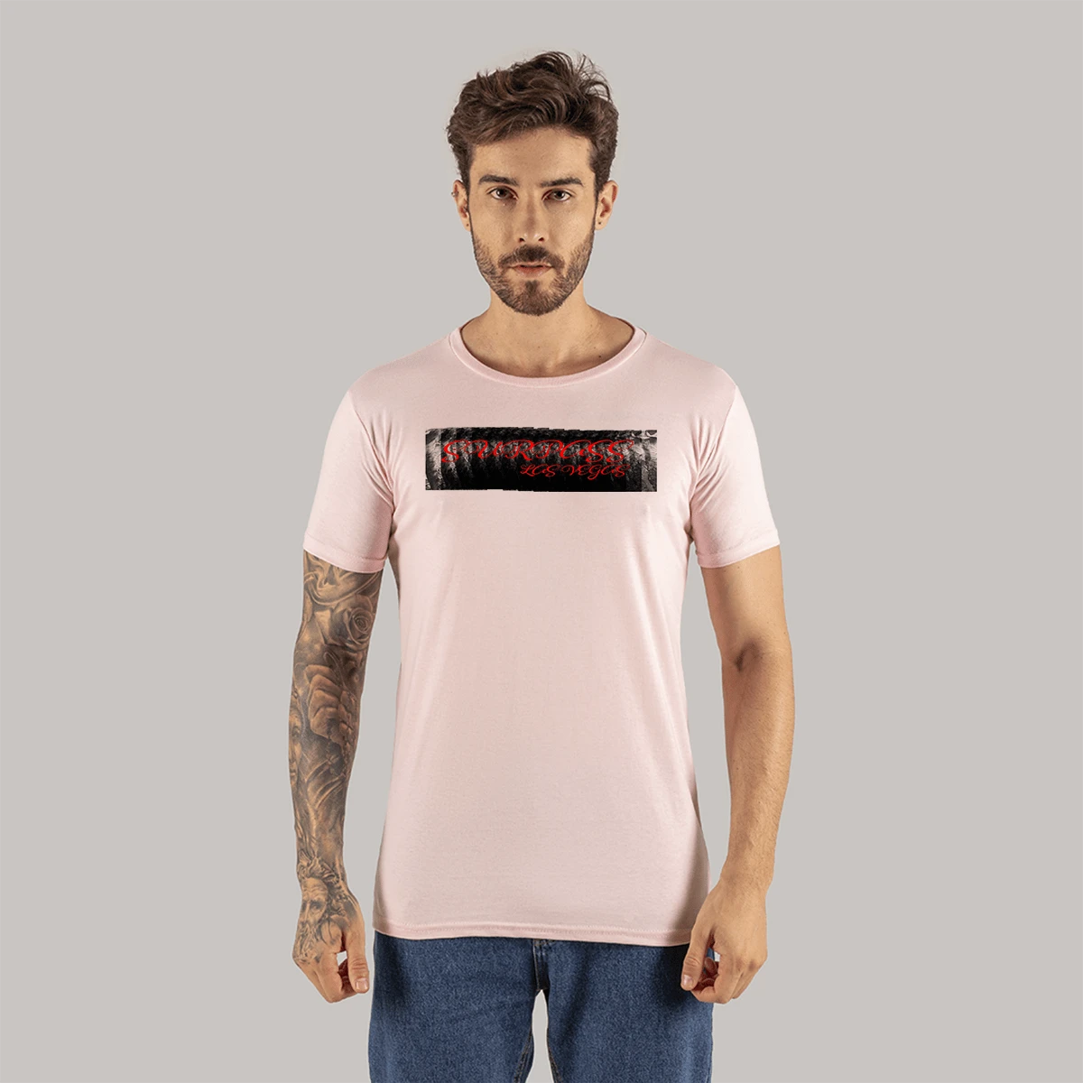 T-Shirt Cotton 30.1 Combed Printed Comfortable Sur Los - 淺粉色 - 查看 1