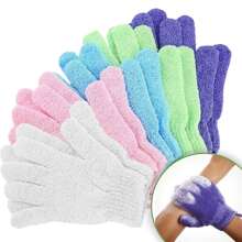 彩色去角质手套，沐浴手套，双面去角质手套，适用于水疗、按摩和身体磨砂，身体磨砂沐浴配件 - 彩色 - 查看 2