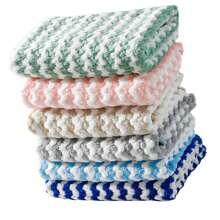 Pack de 5 paños de cocina a rayas, lavables, reutilizables, superabsorbentes para cocina, baño
