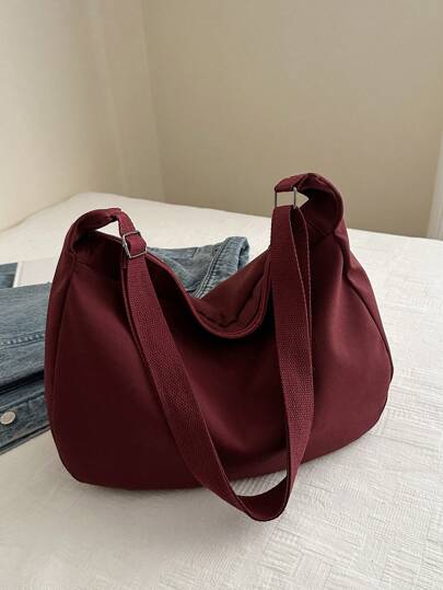 Nueva bolsa de hombro casual de gran capacidad y ajustable de moda, bolso de mano suave de unicolor para mujer para el hombro y cruzado, adecuado para ir al trabajo, otoño/invierno