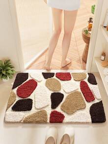 DAJIANG 1片棕色浴室地垫，鹅卵石纹理，柔软舒适，超强吸水，可水洗，适用于教室、淋浴房和浴室，春季装饰，浴室配件，厚实柔软 - 彩色 - 查看 10