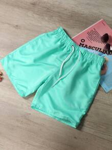 Men's Bermuda Shorts, High Elasticity Gym, Plain Tactel - Teal Blue - View 1