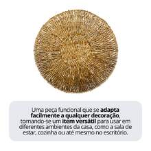 Kit 3 centro de mesa palha fibra natural cesto redondo multiuso decorar organizar banheiro toalhas cosméticos quarto escritório bancada recepção sala cozinha fruteira