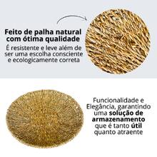 Kit 3 centro de mesa palha fibra natural cesto redondo multiuso decorar organizar banheiro toalhas cosméticos quarto escritório bancada recepção sala cozinha fruteira