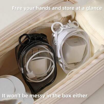 1PC Mini Backpack Keychain Portable Transparent Zipper Storage Bag Suitable For Earphone Charger Lipstick Makeup Bag Back To School