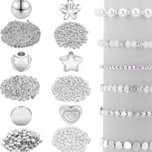 400 件/600 件隔珠套装 星形珠 圆球珠 圆珠 刻面隔珠 心形珠 花形珠 扁平圆盘珠 散珠 适用于手链 耳环 项链 珠宝制作 - 彩色 - 查看 3