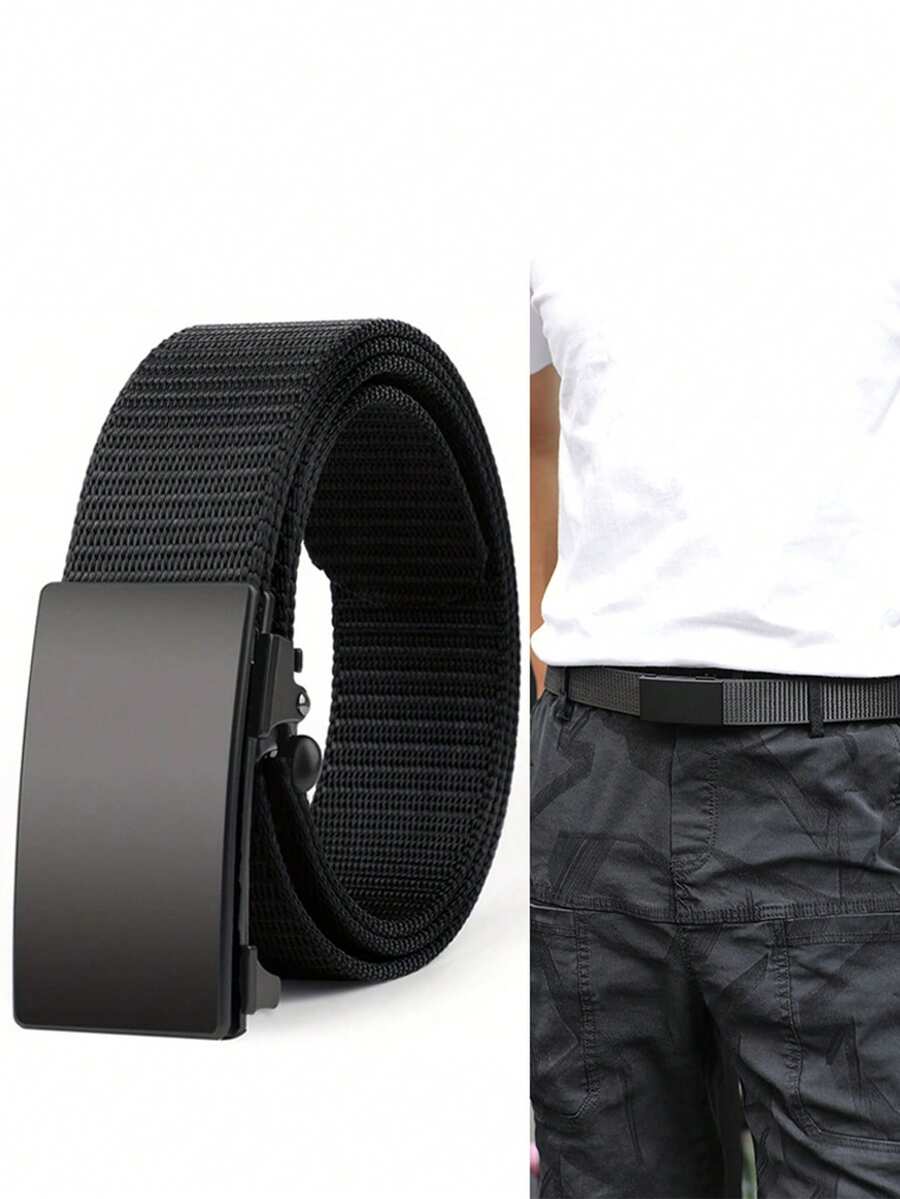 Thắt lưng nam bằng nylon có khóa tự động, thắt lưng nam thường ngày, không có lỗ vô hình, quà tặng ngày lễ tình nhân và trang phục hàng ngày - Nhiều màu - Xem 1
