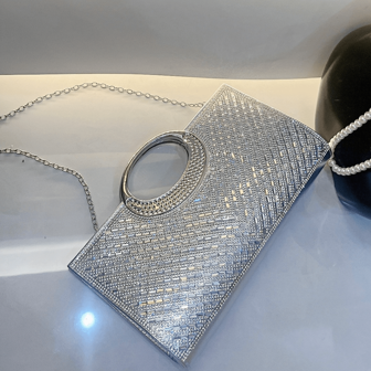 New Arrival Shiny Clutch Bag Small Square Purse For Women Evening Party Bridal Crossbody Bag With Full Rhinestones