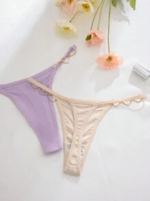 12pcs/Pack Women Low Waist Heart Shaped Thong Underwear - Multicolor - View 4