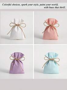 5 件装 Linlap 礼品袋（配黄麻绳）、珠宝袋、多色香囊袋、婚礼派对礼品包装、DIY 手工艺品、圣诞节、包装礼品（3.5*4.7 英寸，白色） - 彩色 - 查看 1