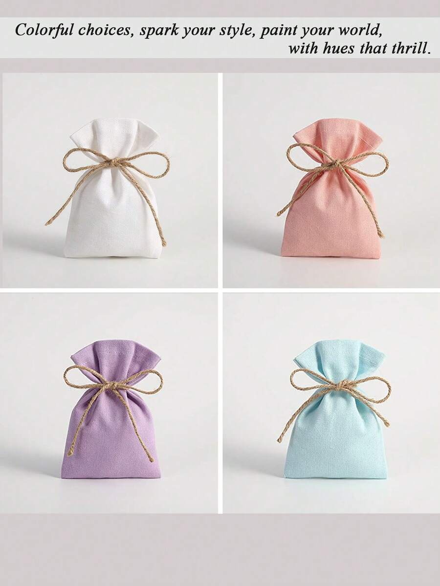 5 件装 Linlap 礼品袋（配黄麻绳）、珠宝袋、多色香囊袋、婚礼派对礼品包装、DIY 手工艺品、圣诞节、包装礼品（3.5*4.7 英寸，白色） - 彩色 - 查看 1