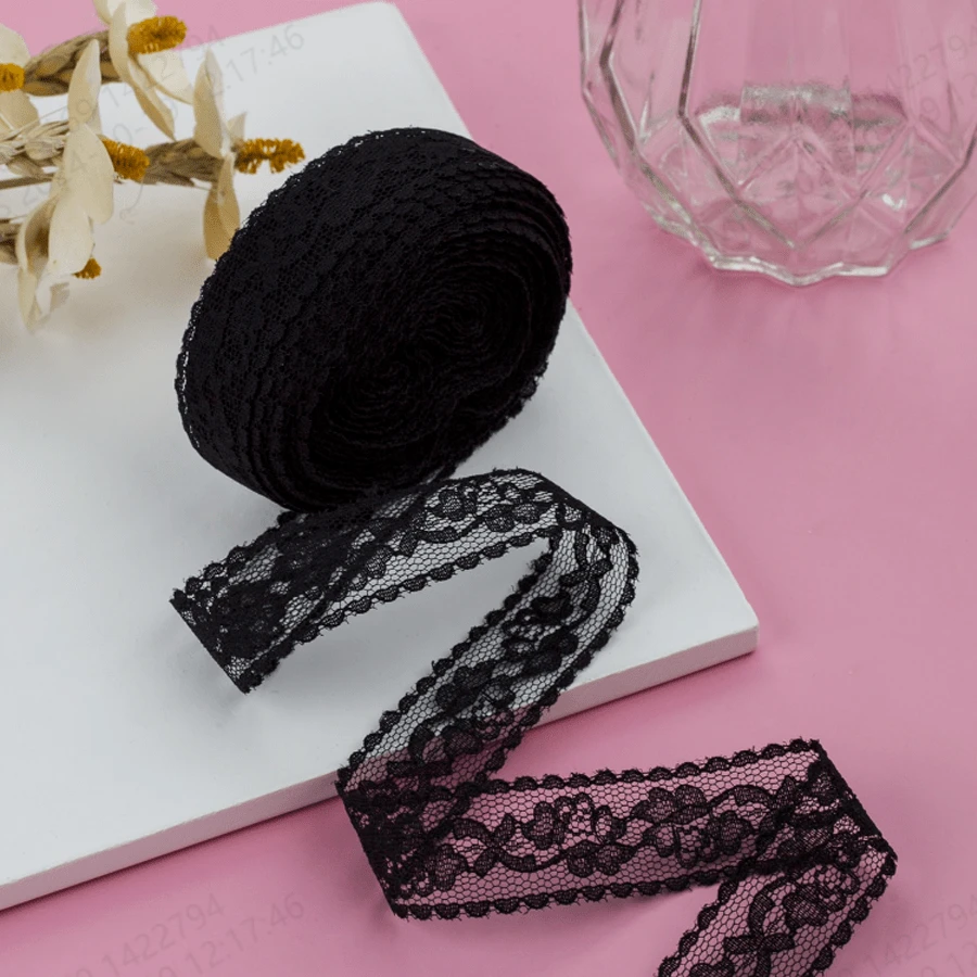 1 Cuộn (430cm*2.3cm) Ruy băng gói quà ren đen ren DIY trang trí nhà cửa, Giáng sinh, Lễ tạ ơn, Năm mới, Lễ Phục sinh, Ngày của Mẹ, Tiệc sinh nhật và các ngày lễ khác Trang trí bao bì quà tặng, cho bạn bè và người thân - màu đen - Xem 1