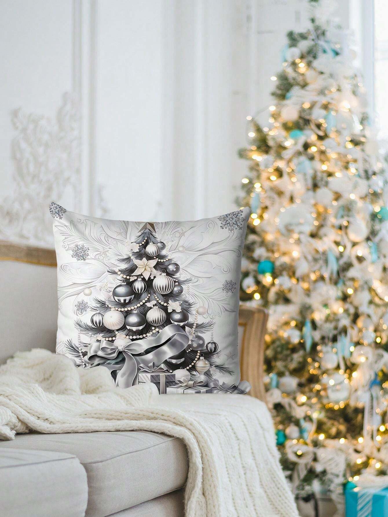 4pcs Christmas Decorative Pillow Covers, 17.7*17.7 Inch Square Throw