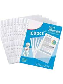 100 Protectores de Hojas gruesa protector de hoja cubre hoja para papel tamaño Carta Transparentes sirven para carpetas oficina escuela - Blanco - Ver 2