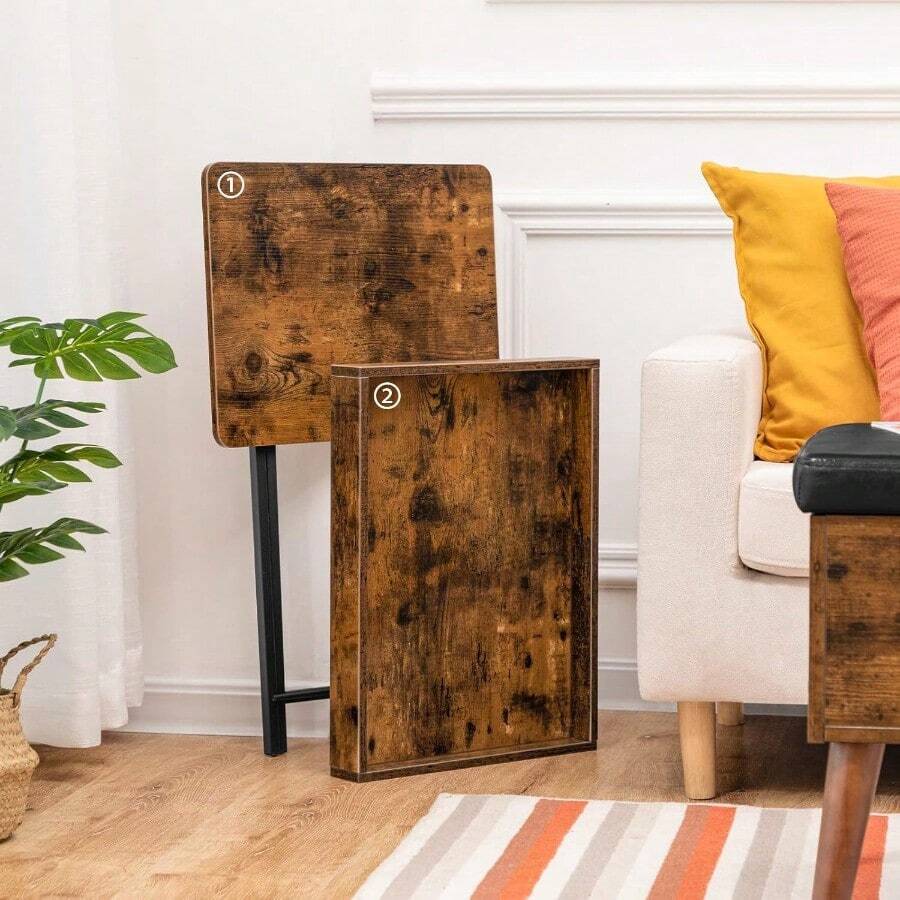 Side Table, Folding TV Tray Tables For Eating, Snack Dinner Table With