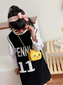 1pc Diagonal Shoulder Bag Cute And Simple Princess Children's Mini Bag Cat Print Wallet Baby Bag Shoulder Bag Pu Leather Handbag Children's Bag Suitable To Use In Winter, The Best Choice For Giving Christmas And New Year Gifts To Family And Friends