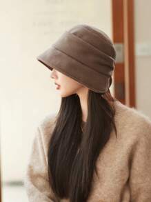 1 件女士纯色厚渔夫帽，冬季保暖耳罩可爱休闲优雅复古贝雷帽报童帽，多功能适用于户外、街头、滑雪、旅行、派对、日常使用 - MM1563 - 查看 11