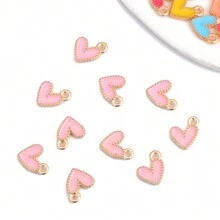 20 pçs bonito gota de óleo em forma de coração pingente de liga de zinco para mulheres pulseira colar diy jóias fazendo