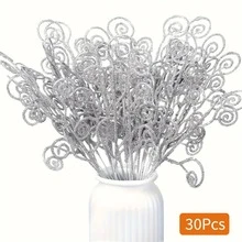 Que cắm cây thông Noel lấp lánh nhân tạo, cành cây xoăn hình kẹo để cắm vào bình, làm vòng hoa trang trí nhà ngày lễ - Nhiều màu - Xem 18