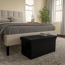30-Inch Folding Storage Ottoman With Removable Bin - 黑色 - 查看 3