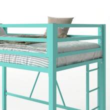 HOOMIC Twin Loft Bed Frame For Juniors & Adults, Heavy Duty Metal Loft Bed Twin Size With Full-Length Safety Guardrail & Removable Ladder, Space-Saving, Noise Free, Matte Black * Bed Frame Queen Queen Bed Frame Bed Frame Full Full Size Bed Frame King Size Bed Frame Twin Bed Frame Room Decor Home Decor Christmas Decor Bedroom Decor Valentine Day Decor Storage Living Room Decor Furniture House Decor
