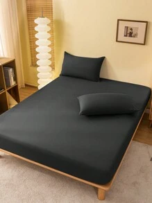 1 Stück festes schwarzes Spannbetttuch, Bettwäsche, Bettüberwurf, Matratzenschoner, Matratzenbezug für Bett, weich und atmungsaktiv, für alle Bettgrößen - Einzelbett, Doppelbett, Kingsize, Queensize, Baumwolle, knitterarm, besser für den Schlaf, maschinenwaschbar, ideal als Ostergeschenk, Muttertagsgeschenk, perfekt für Feiertage, maschinenwaschbar