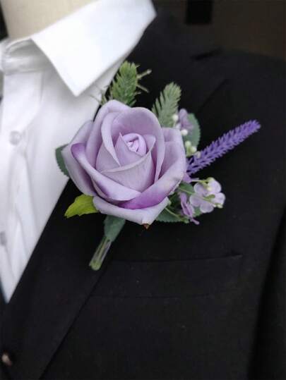 1pc/6pcs Groom Boutonniere Corsage For Men Wedding Flowers Party Decorations Valentine's Day Accessories