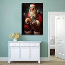 1 Unique Wooden Frame Painting Frame Cloth Poster, Vibrant Santa Claus Painting Frame Cloth Printed Poster-Colorful Wall Art, Art Paintings For Bathroom, Bedroom, Office, Living Room Decoration-Ideal Christmas Holiday Home Decorative Gift