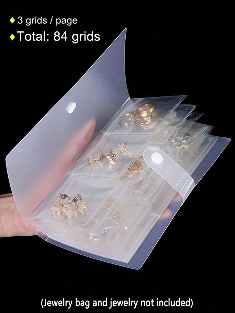 84 格透明珠宝收纳袋，透明防尘收纳袋项链相册密封袋，便携式旅行收纳相册袋，耳环收纳盒旅行珠宝收纳袋透明便携式防氧化戒指、项链、手链、耳钉和耳环，便携式旅行收纳相册袋 - 彩色 - 查看 1