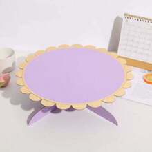 1 Tier 12.7" Round Cardboard Cupcake Stand Mini Cake Stand With Gold Scalloped Edge Dessert Holder One Tier Cake Stand - Multicolor - View 17