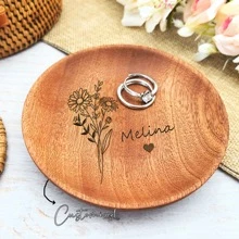 1 Customizable Wooden Ring Tray, Personalized Bridesmaid Or Bridal Jewelry Tray, Engagement And Wedding Accessories, Great Gift Idea - Redwood - View 1