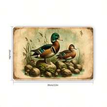 复古风格绿翅鸭金属锡标牌 - 耐用的铝箔雕刻墙面艺术，具有防锈涂层 - 适用于家庭、餐厅、酒吧、咖啡厅、大门或车库的室内/室外装饰 - 8x12 英寸 - 彩色 - 查看 1