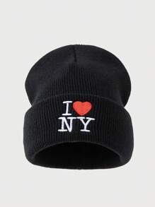 1 件或 2 件女士时尚刺绣字母“I LOVE NY”针织帽，保暖帽，适合秋冬日常装 - A - 查看 7