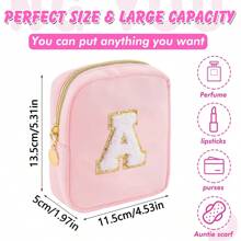 1PC Academy Style Nylon Towel Embroidered Letter Makeup Bag Valentine's Day Gift Indoor Toilet Bag Lipstick Cosmetics Travel Vacation Storage Bag Key Card Miscellaneous Storage Change Bag Makeup Organizer Makeup Storage Bag Mini Pouch Travel Small Makeup Case Accessories Make Up Holder Brush Bag Make Up Container Cosmetic Bag Travel Essentials Ladies Accessories Travelling Stuff Makeup Bags Makeup Pouch Make Up Pouch