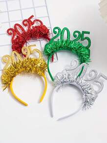 Elegant 2025 New Year's Headbands Set Of 4 - Resin Christmas Party Hat Decorations, Color Matching Dress Up Hair Accessories For Holiday Celebrations