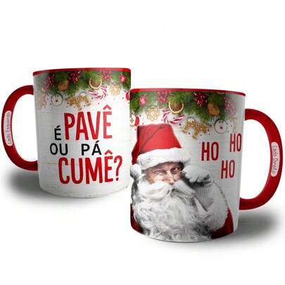 Caneca de Natal Engraçada Papai Noel Ho Ho Ho - Caneca Tio Pavê Presente de Fim de Ano Amigo Oculto Meme Engraçado Humor de Natal,