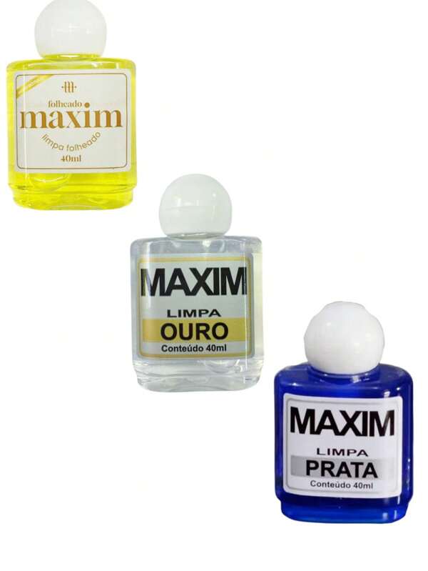 Kit 3 Maxim 40ml Limpa Chapeados Pratas Ouro 18k Original